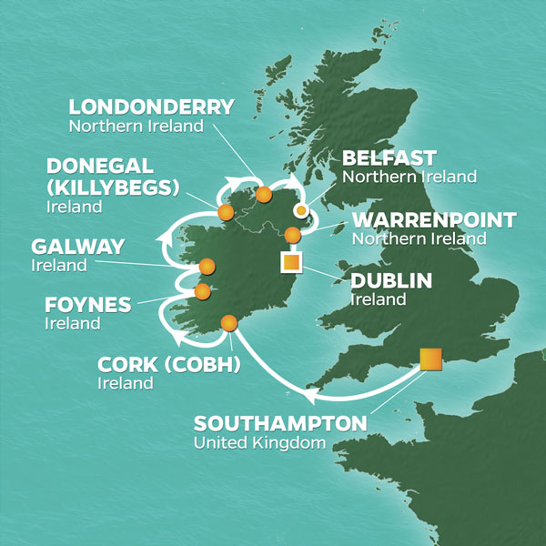 PerryGolf 2022 Irish Links Golf Cruise Map